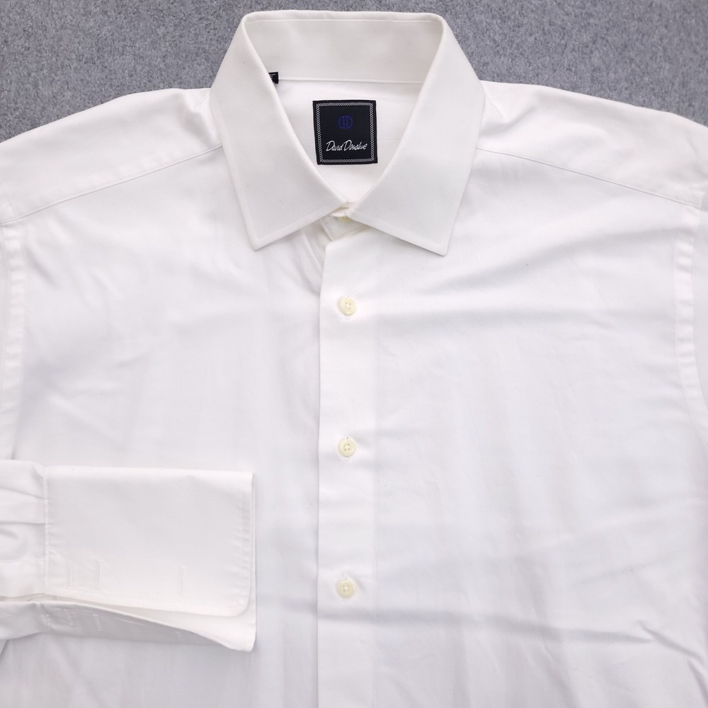 David Donahue Dress Shirt Mens 16 34/35 White Regular Fit French Cuff